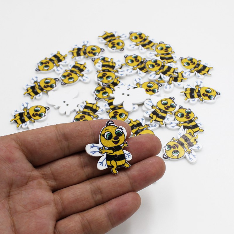 Baby Clothing Sewing - 50 Stück Neue Gemischte Cartoon-Knöpfe Bienen-Holzknöpfe